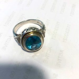 EFFY Blue Topaz Sterling and 18k gold, size 7